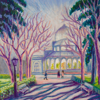 Dibujo titulada "Retiro park in janu…" por Oksana Muzyka, Obra de arte original, Pastel