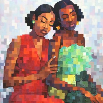 Schilderij getiteld "Sisterly Solidarity" door Olamilekan Okunade, Origineel Kunstwerk, Acryl