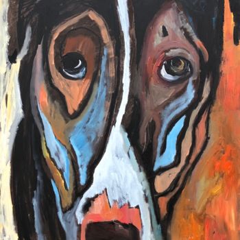 Painting titled "Orange Dog" by Olga Rocher, Original Artwork, Oil