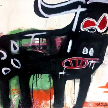 Pintura titulada "The Bull" por Ole Müller, Obra de arte original, Acrílico Montado en Bastidor de camilla de madera