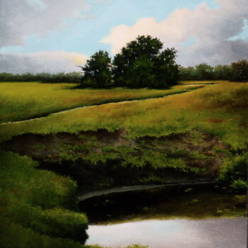 Painting titled "The ravine" by Oleg Baulin, Original Artwork, Oil Mounted on Wood Stretcher frame