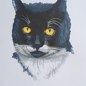 Tekening getiteld "Portrait of cat Vas…" door Oleksandr Koval, Origineel Kunstwerk, Marker