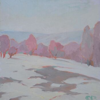 Malerei mit dem Titel "Pink trees" von Oleksandr Pavlenko, Original-Kunstwerk, Öl