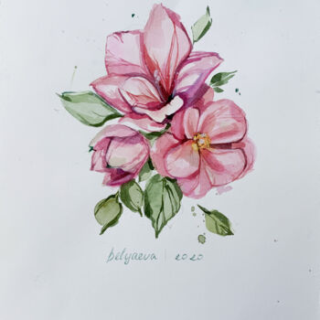 Картина под названием "Flowers" - Oleksandra Belyaeva, Подлинное произведение искусства, Акварель