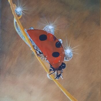 Pintura titulada "Ladybug" por Olena Berest, Obra de arte original, Oleo Montado en Bastidor de camilla de madera