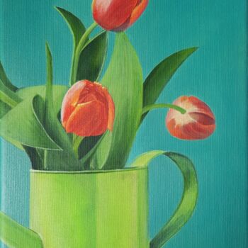 Pintura titulada "Tulips" por Olena Berest, Obra de arte original, Oleo Montado en Bastidor de camilla de madera