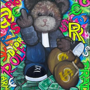 Schilderij getiteld "Funny Art Cute Bear" door Olena Bunina (Helena Bunina), Origineel Kunstwerk, Acryl