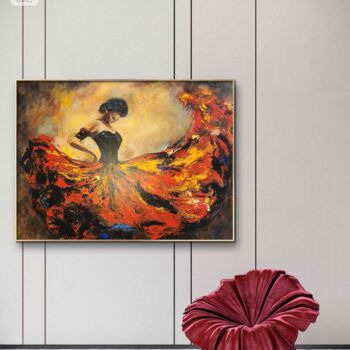 Painting titled "Dancer" by Olena Khristo, Original Artwork, Acrylic Mounted on Wood Stretcher frame