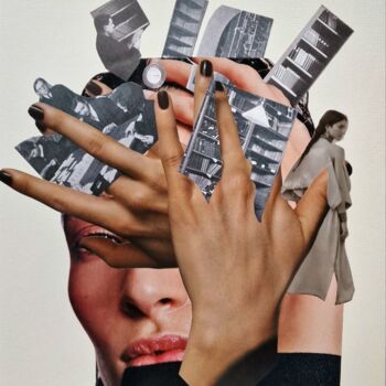 Collages intitulée "Too many thoughts" par Olena Yemelianova, Œuvre d'art originale, Collages