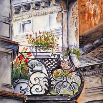 Painting titled "Morning calm" by Olena Yemelianova, Original Artwork, Watercolor