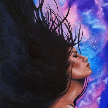 Peinture intitulée "Galactic nebula" par Olga Asadulaeva, Œuvre d'art originale, Huile Monté sur Châssis en bois