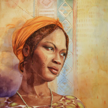 「Fulani girl Nigeria」というタイトルの絵画 Olga Beliaevaによって, オリジナルのアートワーク, 水彩画
