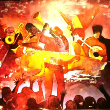 Pittura intitolato ""Jazz Band"" da Olga Beltrão, Opera d'arte originale, Olio
