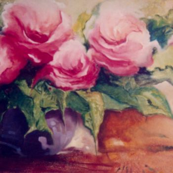 Peinture intitulée ""Rosas ao cair da T…" par Olga Beltrão, Œuvre d'art originale, Huile