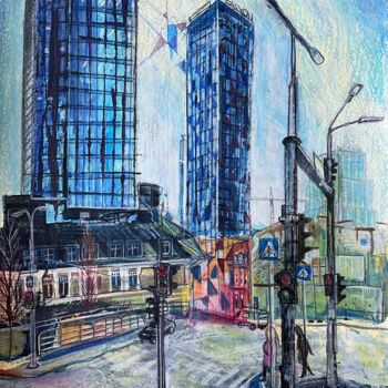 Peinture intitulée "Tallinn. Downtown." par Olga Beltsova, Œuvre d'art originale, Acrylique