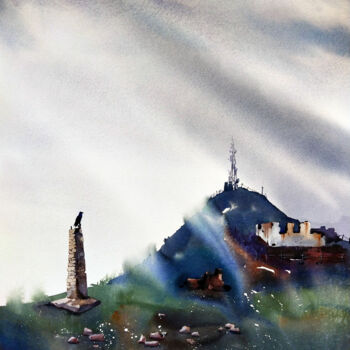 Malarstwo zatytułowany „Dagestan. Tower - r…” autorstwa Olga Bezlepkina, Oryginalna praca, Akwarela