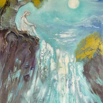 Pintura intitulada "The flow of life" por Olga Biriuk, Obras de arte originais, Óleo Montado em Armação em madeira