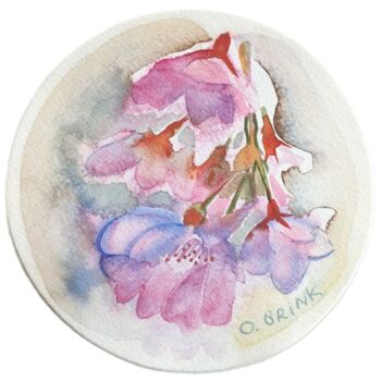 Ζωγραφική με τίτλο "Almond Blossom" από Olga Brink, Αυθεντικά έργα τέχνης, Ακουαρέλα