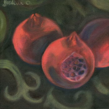 Schilderij getiteld "Pomegranates" door Olga Gordiiuk, Origineel Kunstwerk, Olie