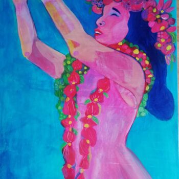 Pintura intitulada "Hawaii girl 3" por Olga Grig, Obras de arte originais, Acrílico