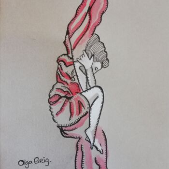 Desenho intitulada "vrouw" por Olga Grig, Obras de arte originais, Tinta