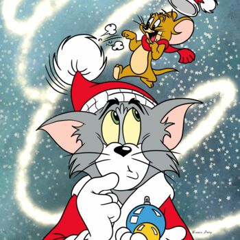 Arts numériques intitulée "Tom and Jerry celeb…" par Olga Guseva, Œuvre d'art originale, Travail numérique 2D