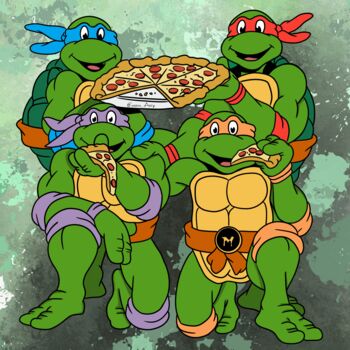 Digital Arts titled "Ninja turtles" by Olga Guseva, Original Artwork, Digital Painting