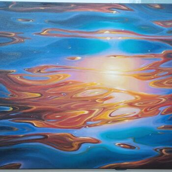 Peinture intitulée "Light on the water" par Olga Jones, Œuvre d'art originale, Huile Monté sur Châssis en bois