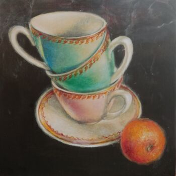Schilderij getiteld "Time for tea" door Oj, Origineel Kunstwerk, Olie