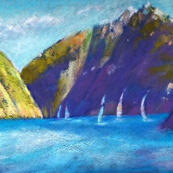 Peinture intitulée "Norwegian  fjords" par Olga Larina, Œuvre d'art originale, Pastel