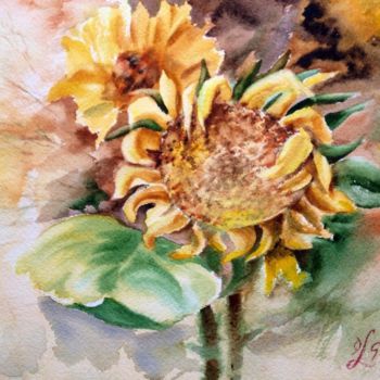 Peinture intitulée "Sunflowers" par Olga Laza, Œuvre d'art originale, Aquarelle