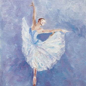 Pintura intitulada "Ballerina Painting…" por Olga Mart, Obras de arte originais, Óleo Montado em Cartão