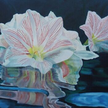 Painting titled "White lily" by Olga Mart, Original Artwork, Oil