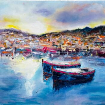 Painting titled "Evening Decends" by Olga Minasyan, Original Artwork, Oil