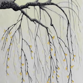 Schilderij getiteld "Willow in the moonl…" door Olga Poruchikova, Origineel Kunstwerk, Aquarel