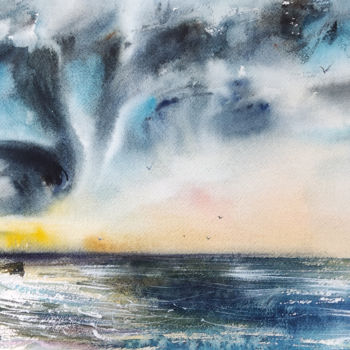 Malerei mit dem Titel "After a storm there…" von Olga Soldatova, Original-Kunstwerk, Aquarell