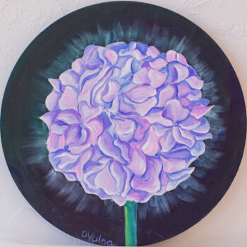 Painting titled "Round purple hyacin…" by Olga Volna, Original Artwork, Oil