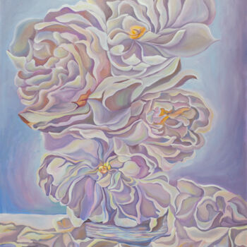 Pittura intitolato "Pearl flowers" da Olga Volna, Opera d'arte originale, Olio