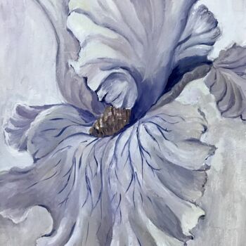 Malerei mit dem Titel "White Iris" von Olga Volna, Original-Kunstwerk, Öl