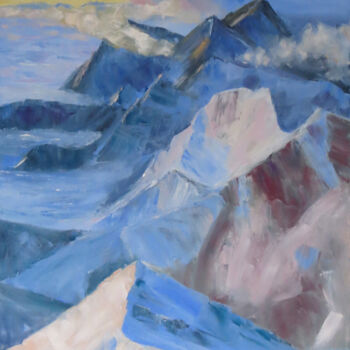 绘画 标题为“Abstract mountain l…” 由Olga Yashchenko, 原创艺术品, 油 安装在木质担架架上