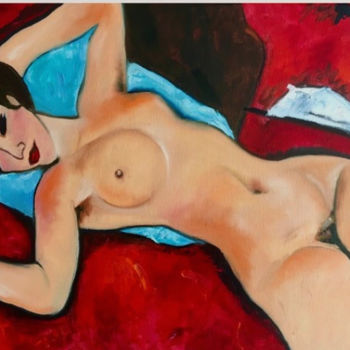 제목이 "Red Nude inspired b…"인 미술작품 Olga Koval로, 원작, 기름 나무 들것 프레임에 장착됨