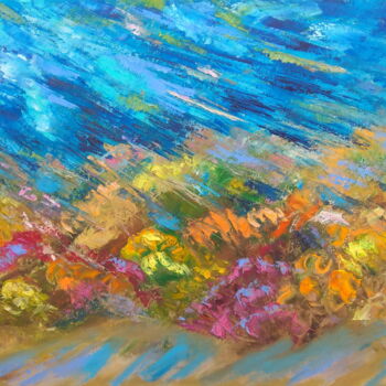 Ζωγραφική με τίτλο "Coral Reef" από Olga Nikitina, Αυθεντικά έργα τέχνης, Λάδι Τοποθετήθηκε στο Ξύλινο φορείο σκελετό