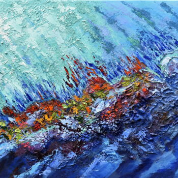 绘画 标题为“Hawaii Coral Reef” 由Olga Nikitina, 原创艺术品, 油 安装在木质担架架上