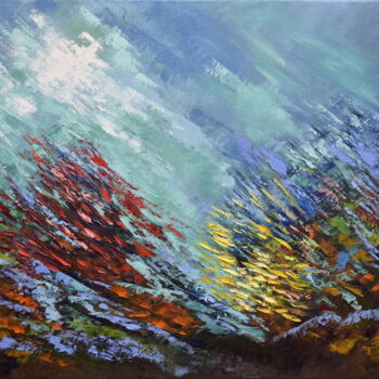 Painting titled "Tropical Coral Reef…" by Olga Nikitina, Original Artwork, Oil Mounted on Wood Stretcher frame