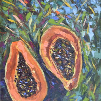 绘画 标题为“Papaya Tropical Fru…” 由Olga Nikitina, 原创艺术品, 油