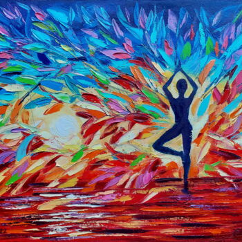 绘画 标题为“Tree of Life Painti…” 由Olga Nikitina, 原创艺术品, 油 安装在木质担架架上
