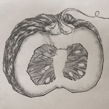 Dibujo titulada "Pumpkin inside" por Olha Protsenko, Obra de arte original, Grafito