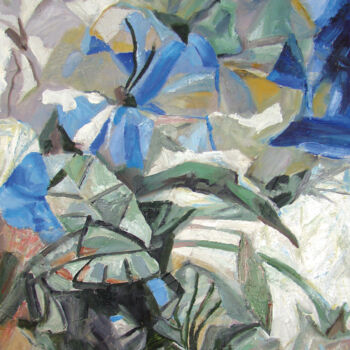 Schilderij getiteld "Голубые цветы" door Olha Yerofeieva, Origineel Kunstwerk, Olie