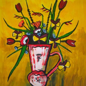 Peinture intitulée "Colorful Flowers" par Oliver Przemus, Œuvre d'art originale, Acrylique