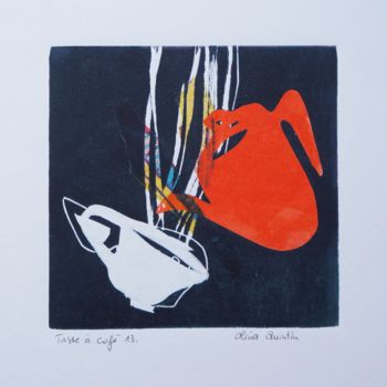 「Tasse à café 13」というタイトルの製版 Olivia Quintinによって, オリジナルのアートワーク, 彫刻